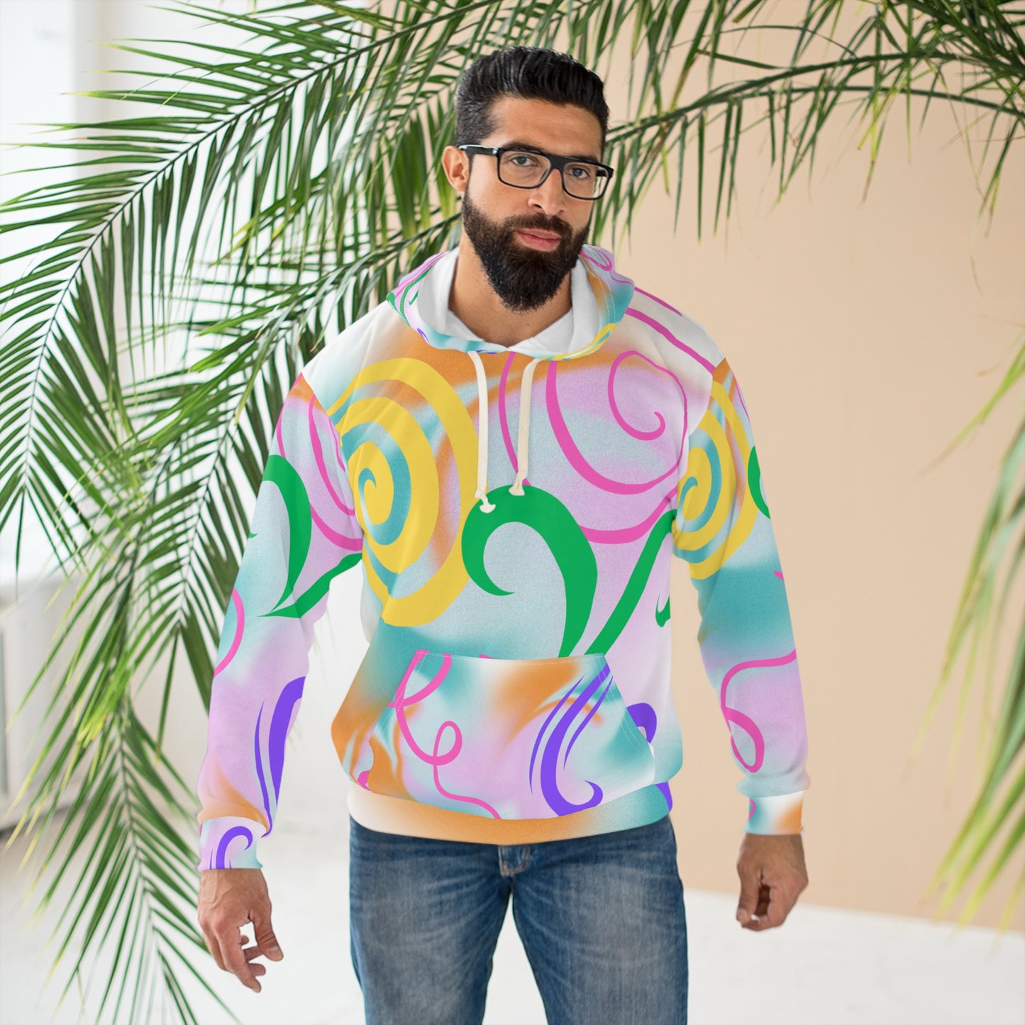 Swirl Pattern Unisex Hoodie - Minimalist Digital Abstract Design