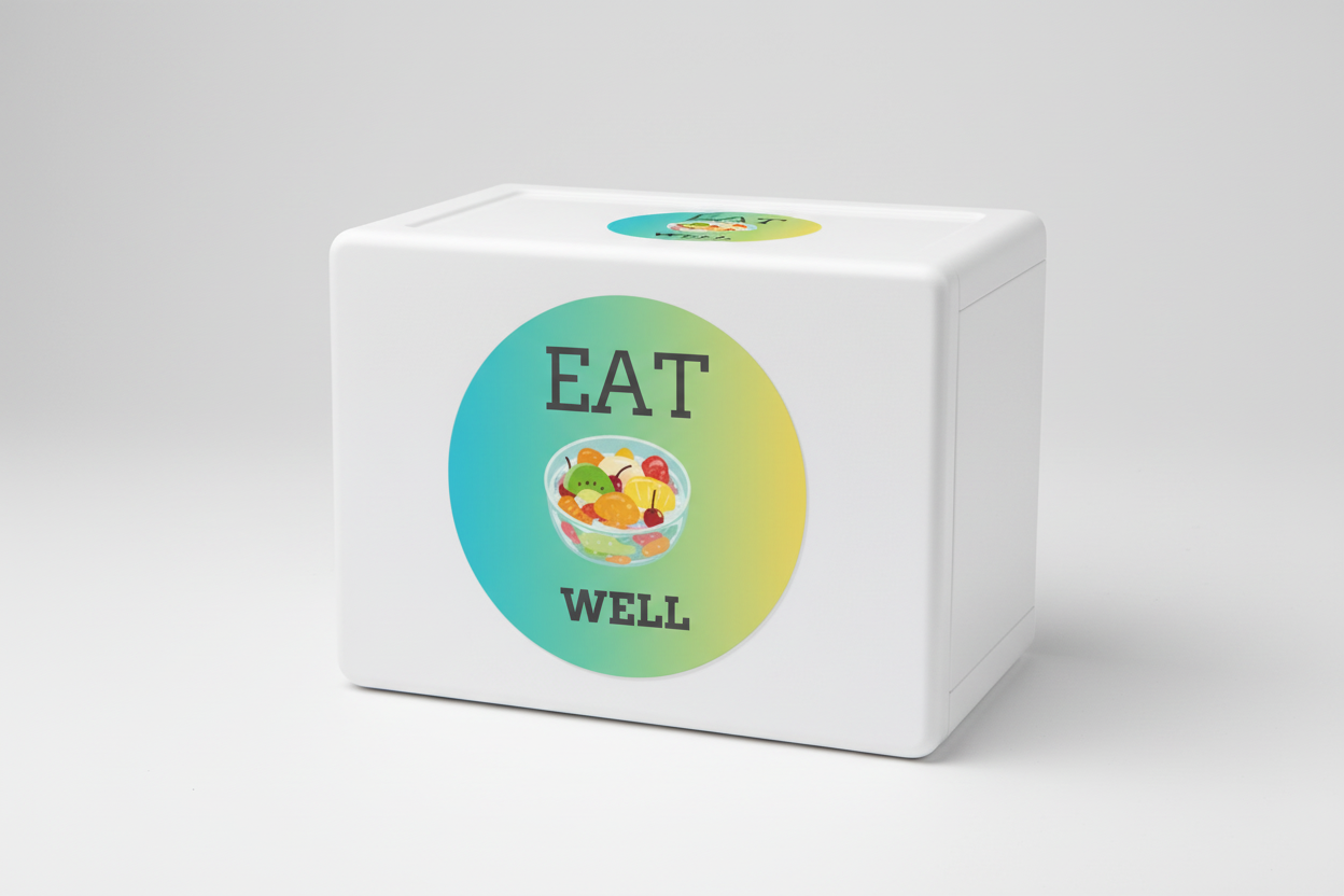 Eat Well Round Vinyl Stickers, Wellness Gifts, Healthy Eating Stickers