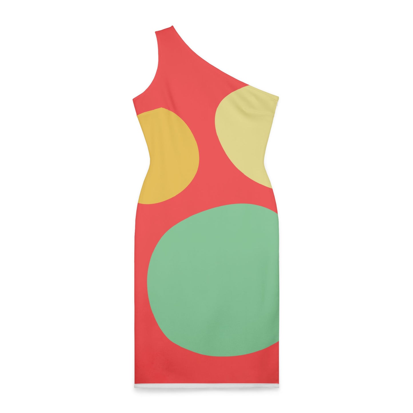 Shoulder Dress - Geometric Red Green Yellow Abstract Design