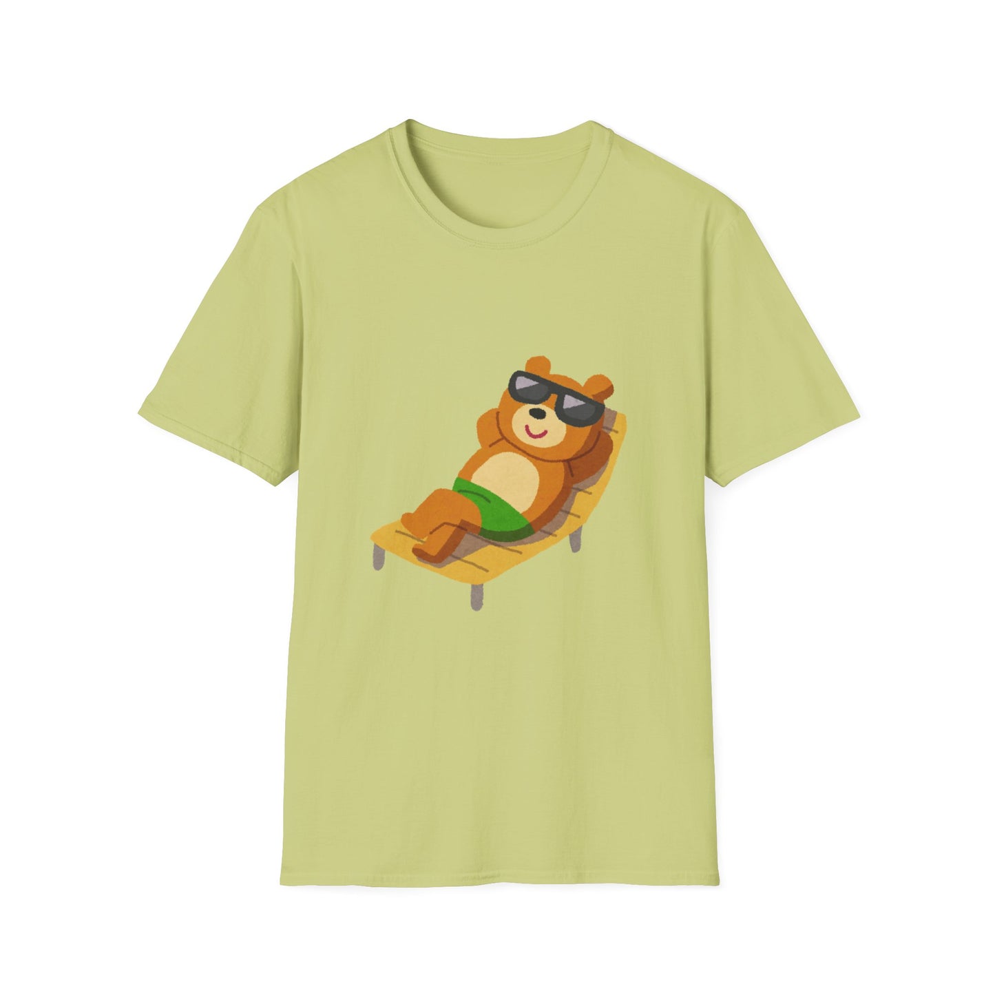 Chillin' Bear Unisex Softstyle T-Shirt | Relaxing Summer Tee, Cute Gift for Nature Lovers, Lazy Days, Beach Vibes, Fun Casual Wear