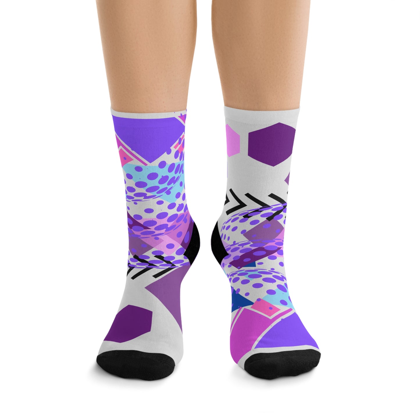 Socks - Abstract Geometric Digital Design in Purple, Pink, and Blue