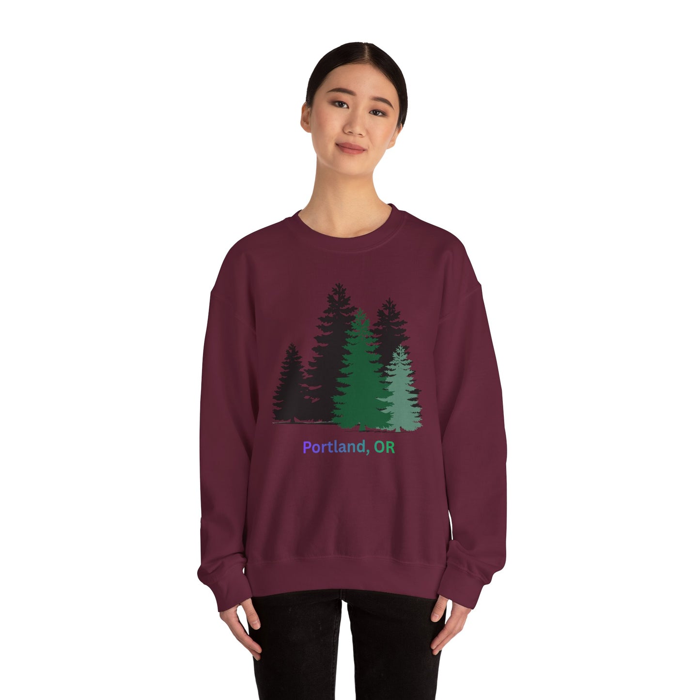 Pine Tree Silhouette Sweatshirt - Portland Forest Vibes