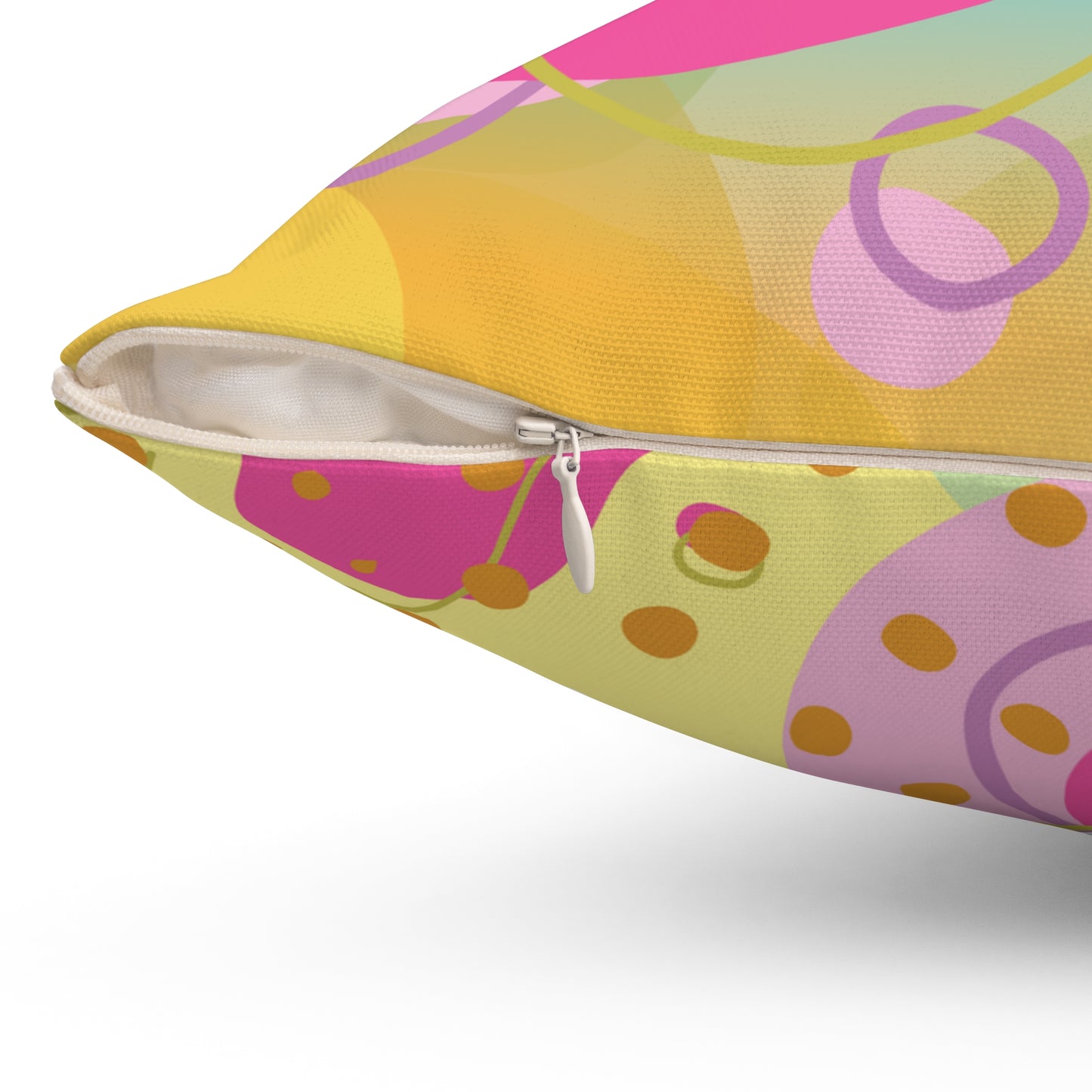 Square Pillow - Fun Irregular Abstract Shapes in Pink, Purple, and Light Green - Perfect for Girls Room