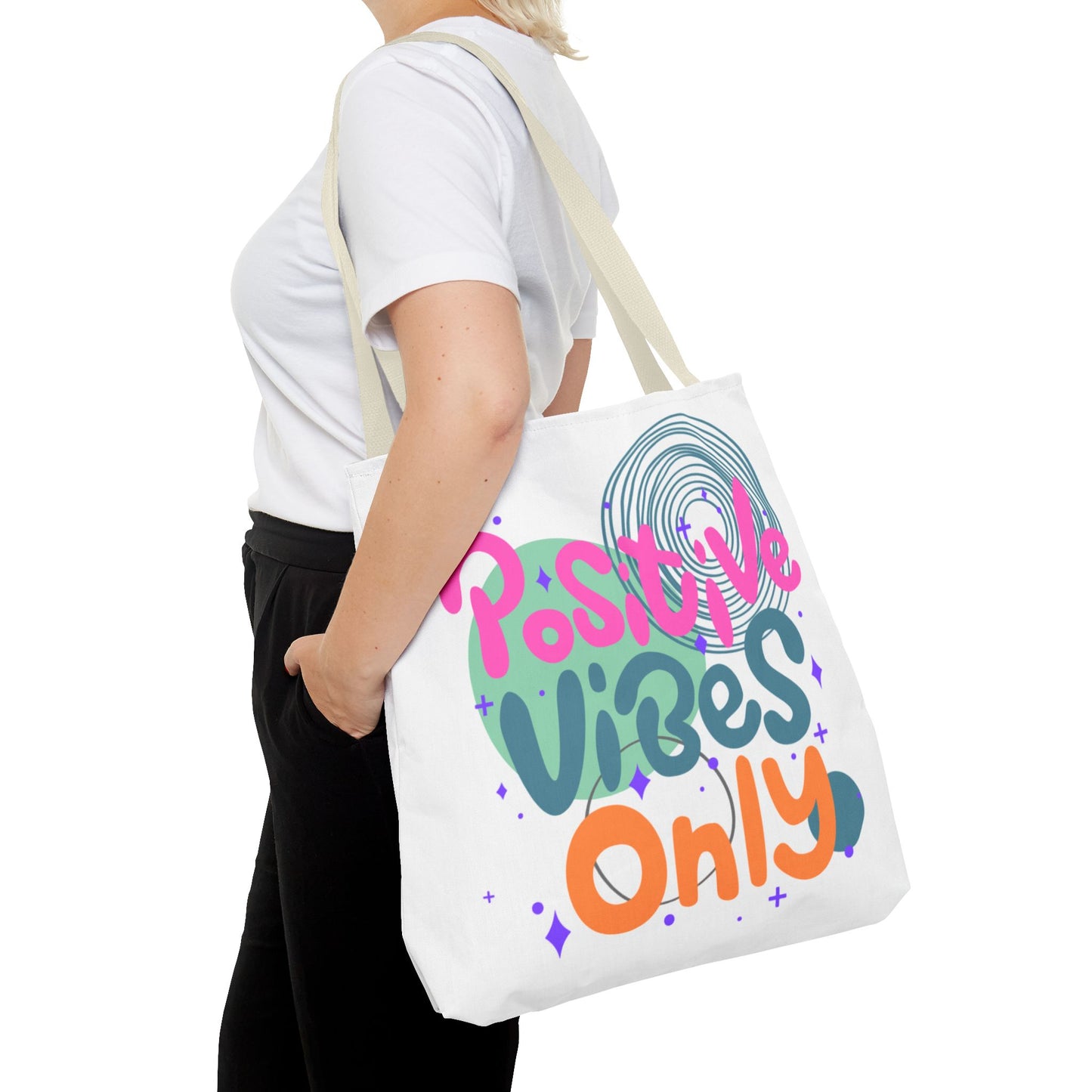 Tote Bag - Positive Vibes Only Whimsical Abstract Design