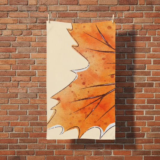 Autumn Leaf Hand Towel, Cozy Kitchen Decor, Thanksgiving Gift, Fall Bathroom Accessory, Seasonal Home Textile, Nature-Inspired Towel