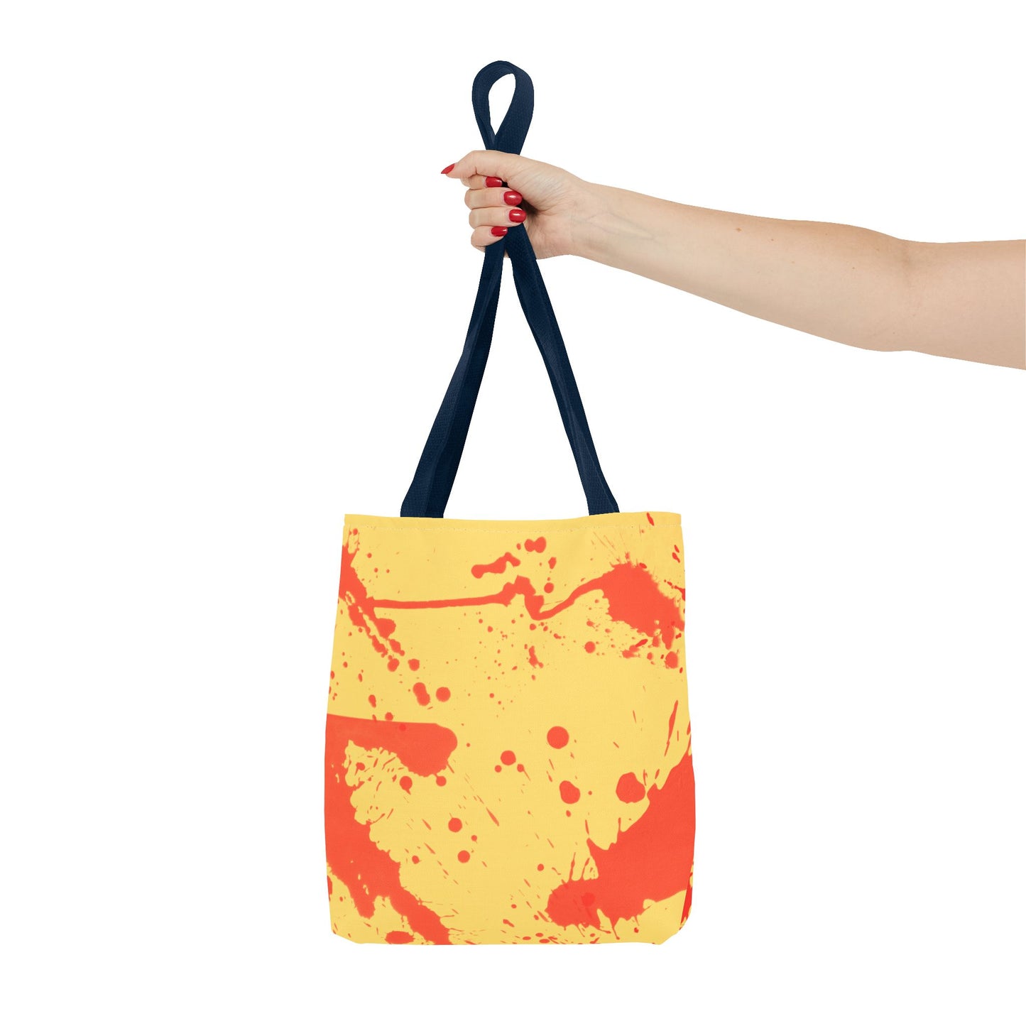 Paint Splatter Tote Bag Red and Yellow Cheerful Design