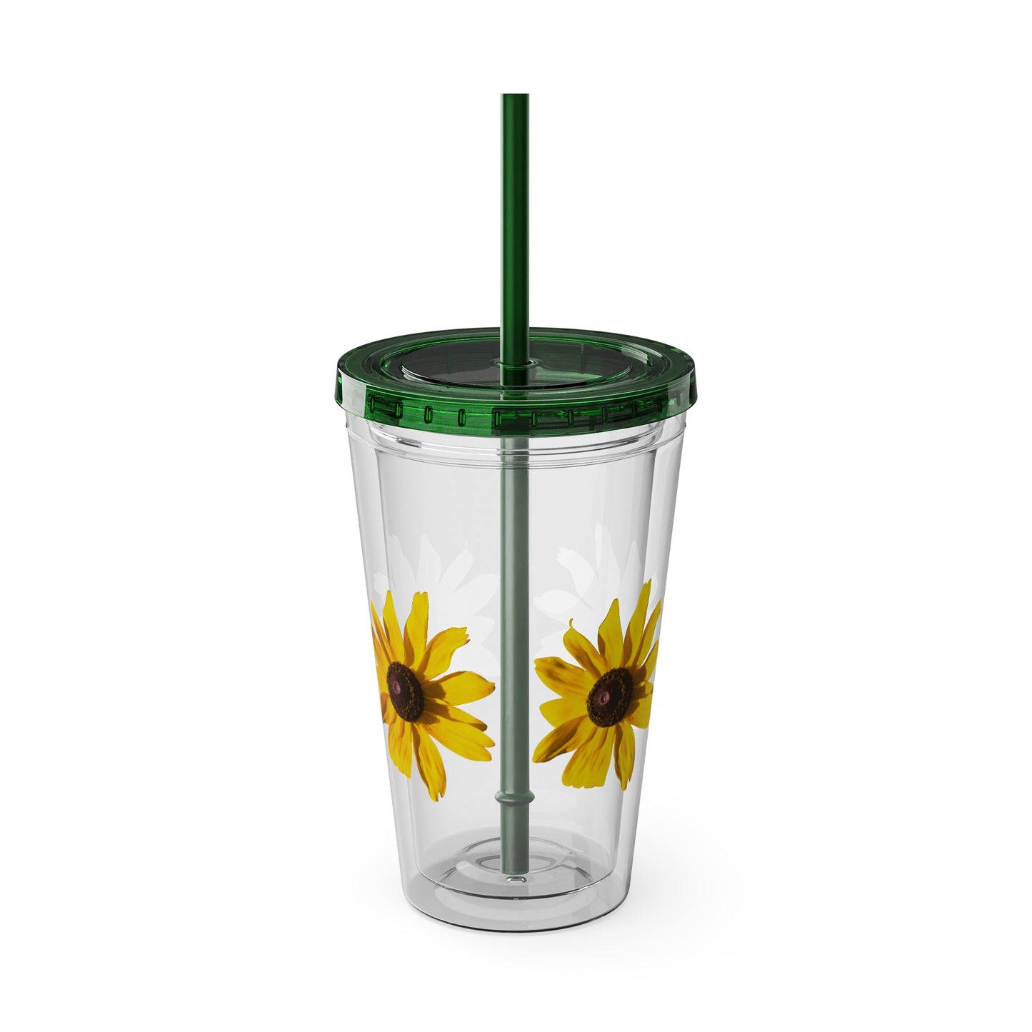 Daisy Photo 16oz Tumbler with Straw — Colorful Lid Floral Travel Cup