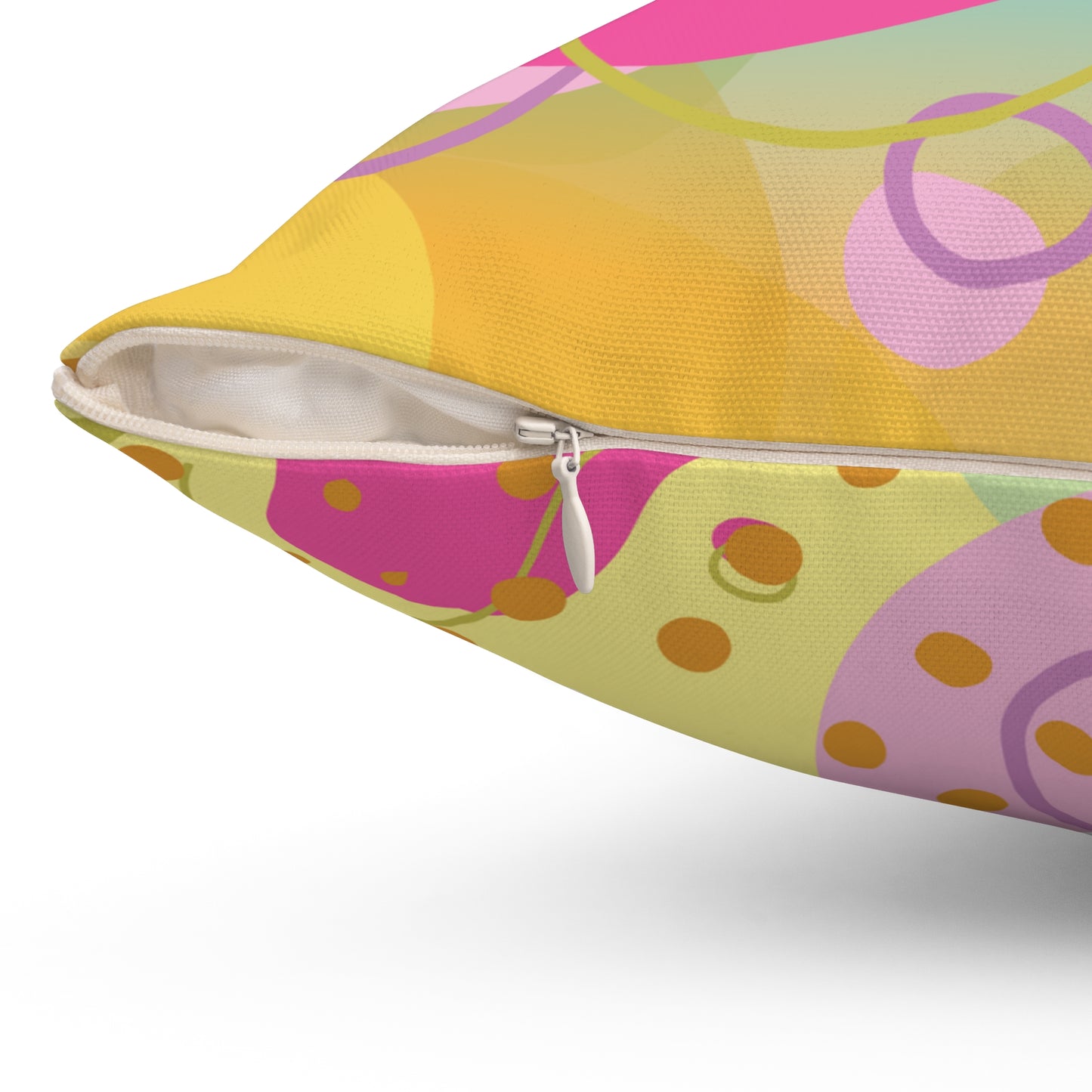 Square Pillow - Fun Irregular Abstract Shapes in Pink, Purple, and Light Green - Perfect for Girls Room