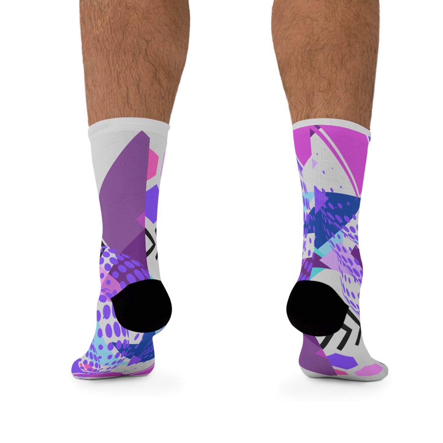Socks - Abstract Geometric Digital Design in Purple, Pink, and Blue