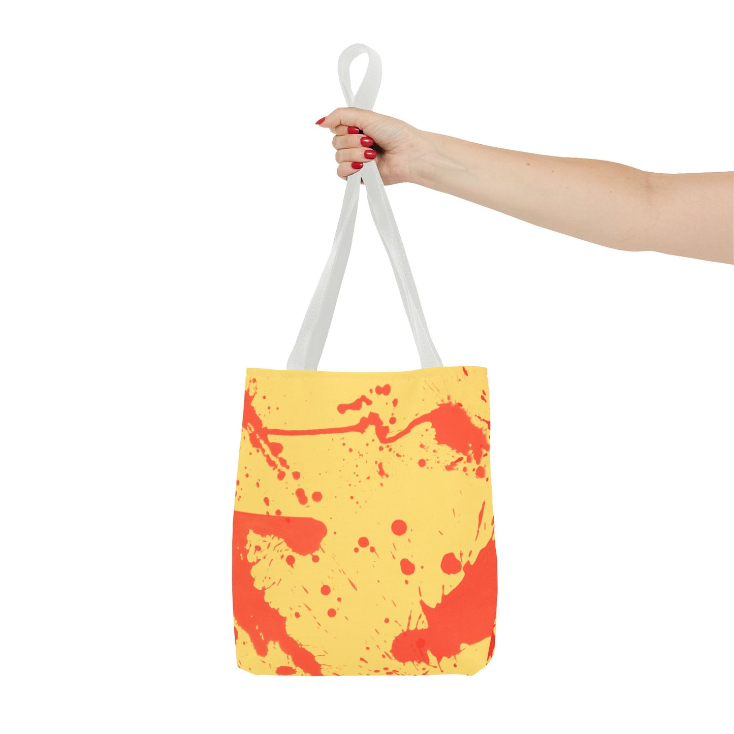 Paint Splatter Tote Bag Red and Yellow Cheerful Design