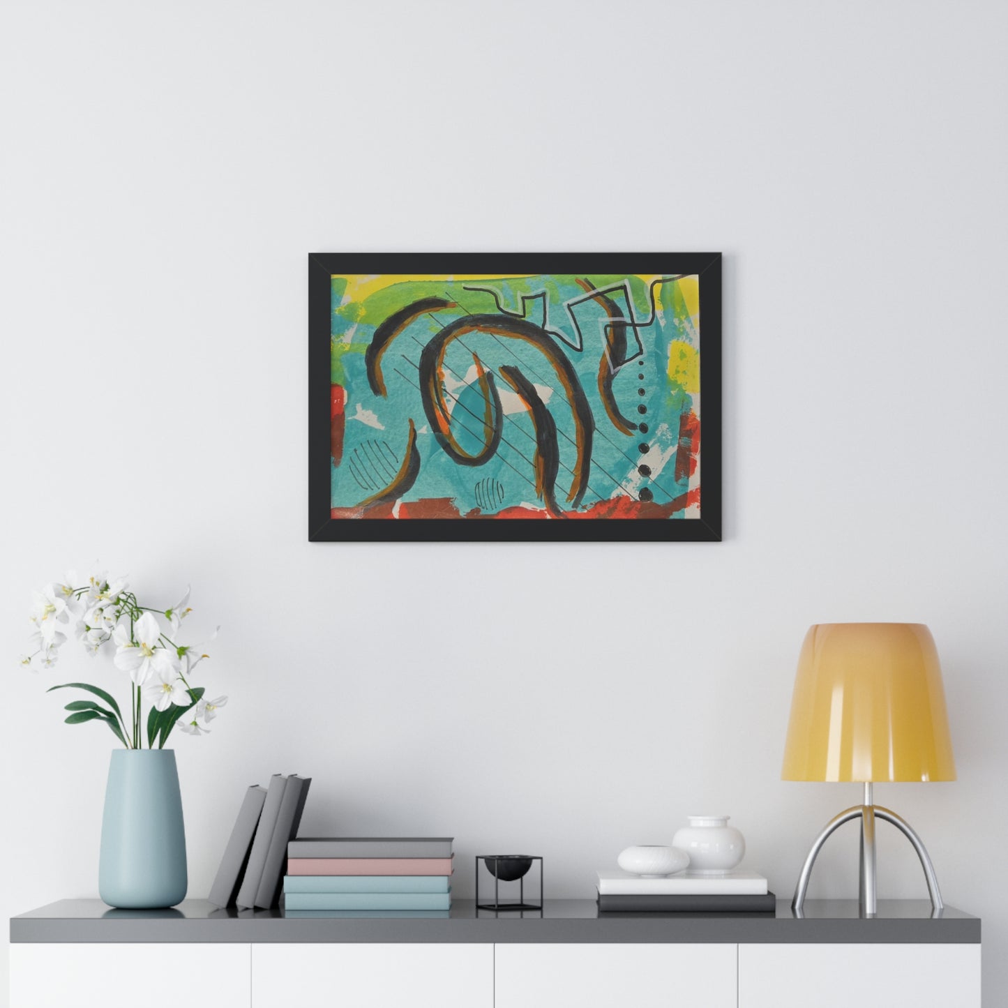 Poster Artwork Turquoise Abstract Brushstroke