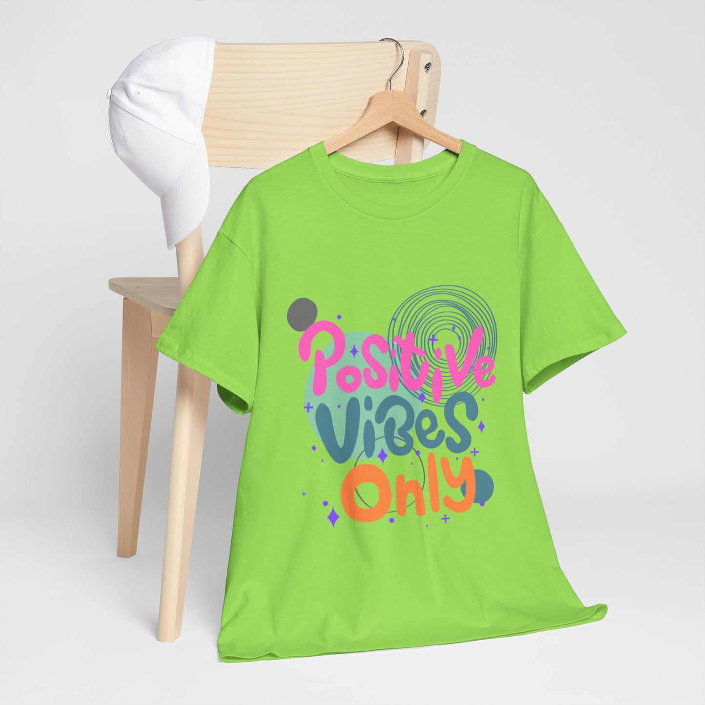 Graphic Tee - Colorful Abstract Shapes with Positive Vibes Quote