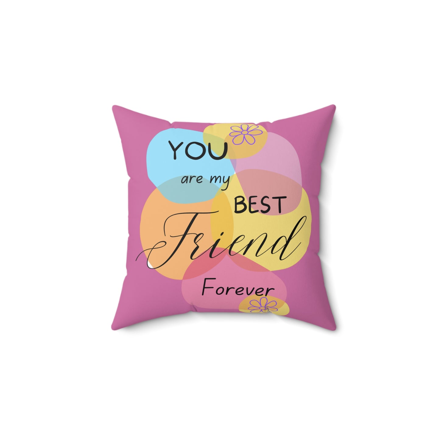 Square Pillow - Best Friend Forever Comfy Pillow - Bright and Happy Colors - Whimsical and Aesthetic Art