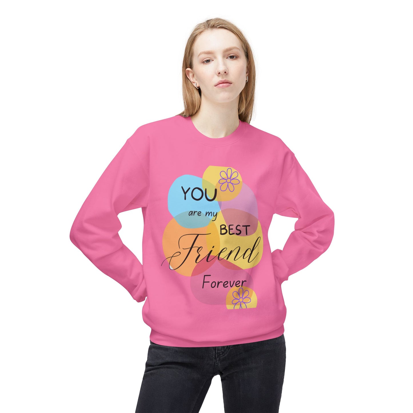 Fleece Sweatshirt - Digital Abstract Shapes - Bright and Happy Colors