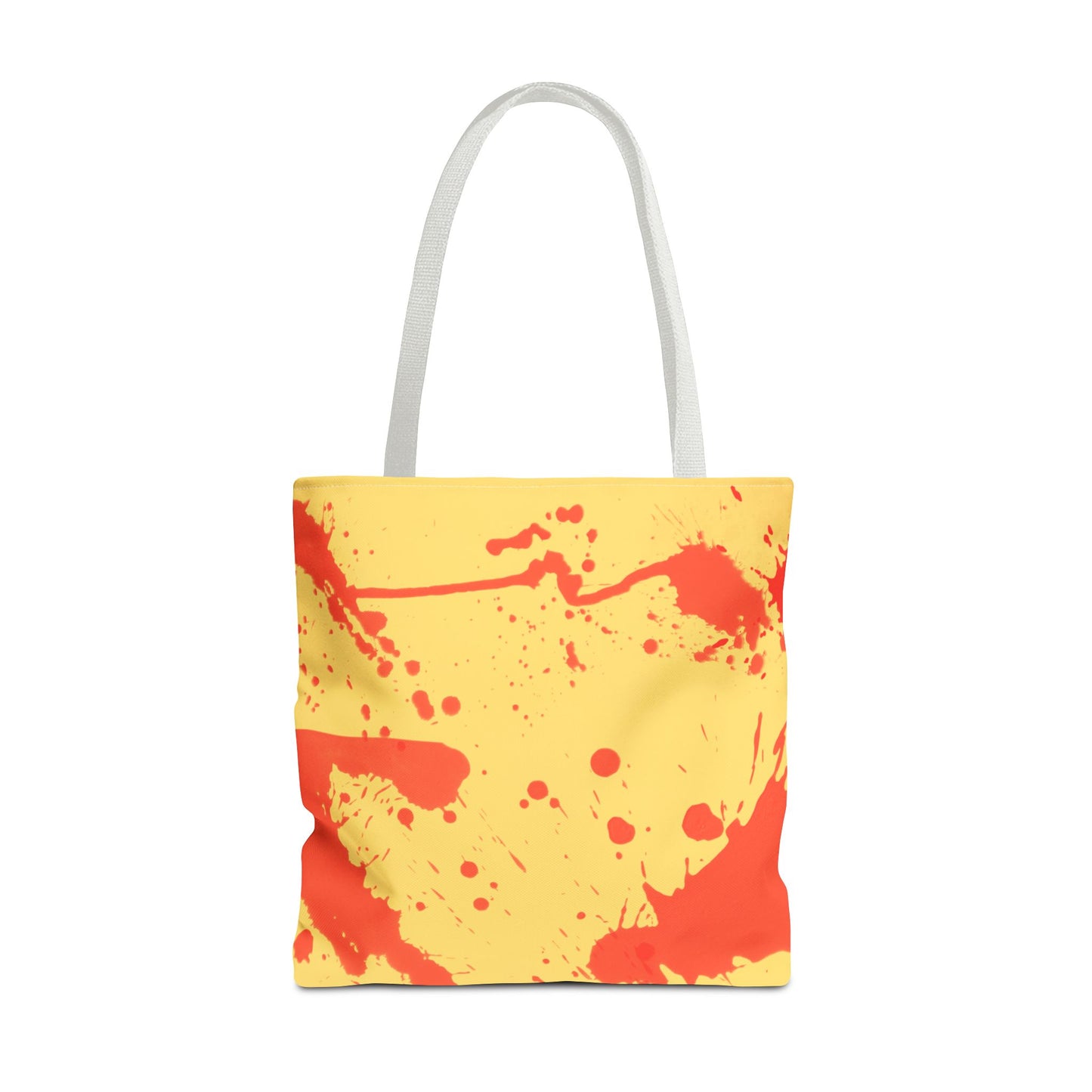 Paint Splatter Tote Bag Red and Yellow Cheerful Design