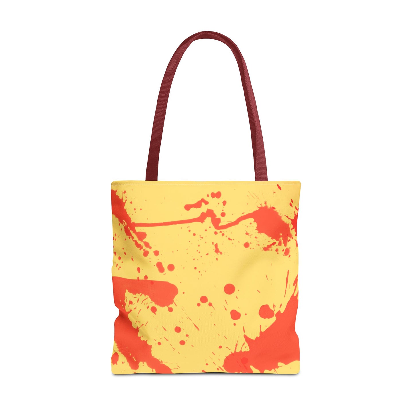 Paint Splatter Tote Bag Red and Yellow Cheerful Design