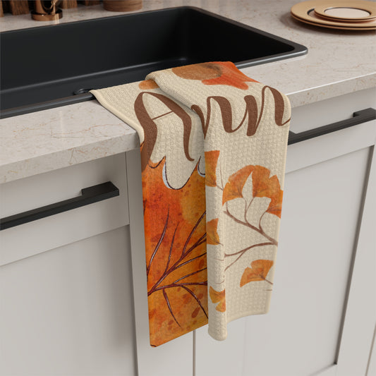 Autumn Microfiber Tea Towel, Cozy Kitchen Décor, Fall Home Accessory, Harvest Celebration Towel