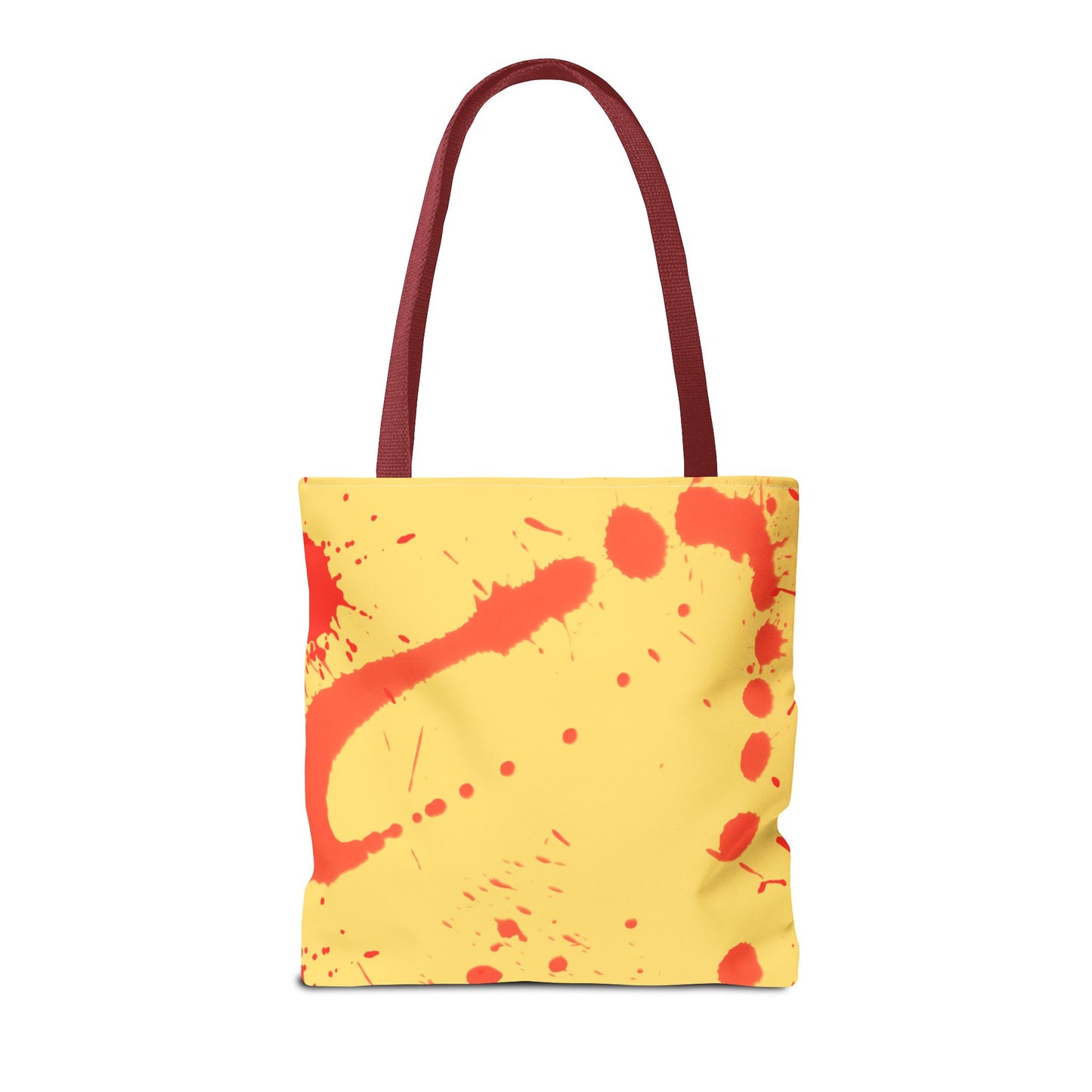 Paint Splatter Tote Bag Red and Yellow Cheerful Design