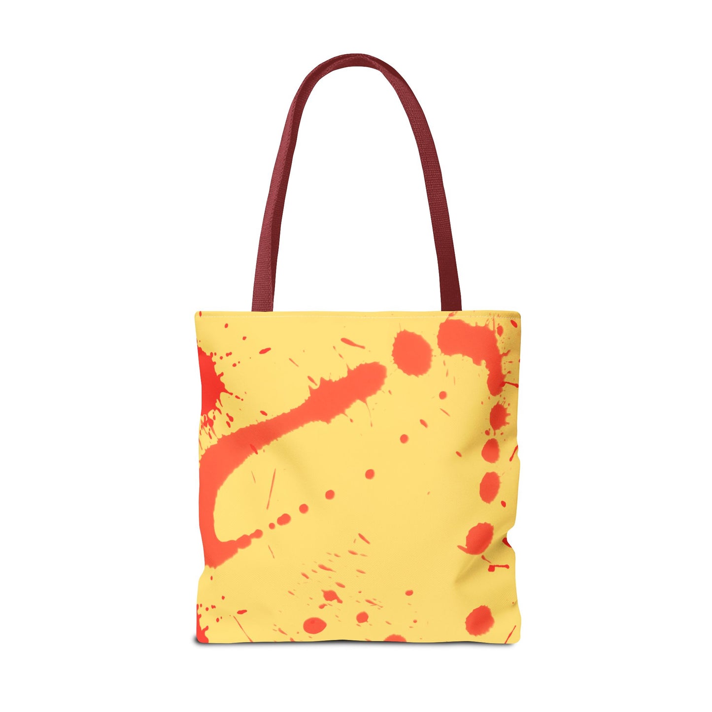 Paint Splatter Tote Bag Red and Yellow Cheerful Design