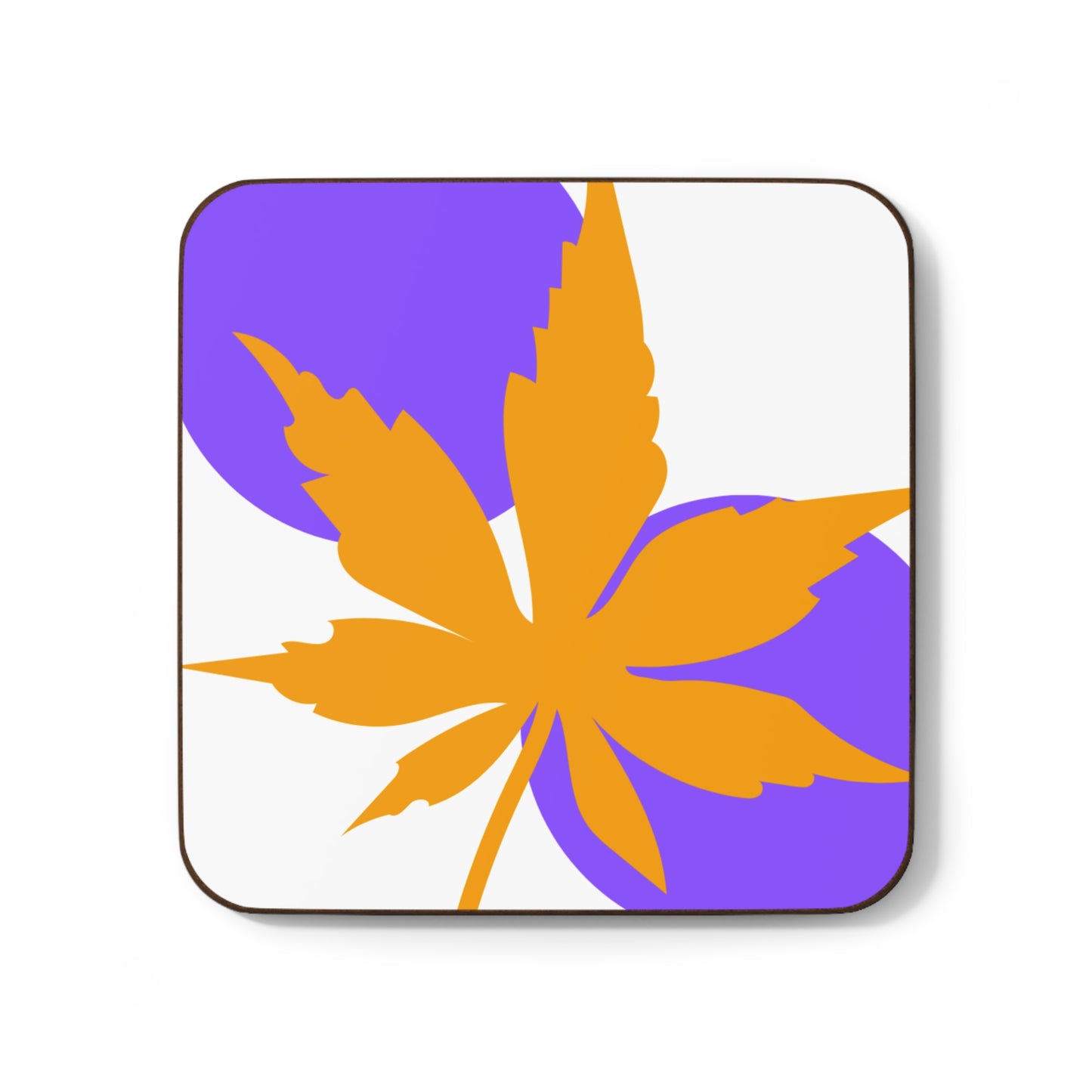 Coaster Set - Orange Maple Leaf Botanical Abstract and Geometric Purple Circle