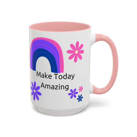 Coffee Mug - Colorful Botanical Abstract Artwork with Positive Morning Messages - 11oz, 15oz