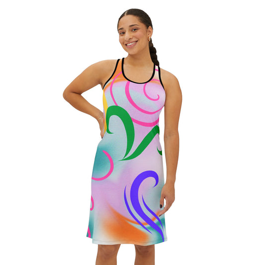 Racerback Dress - Colorful Swirl Pattern Design