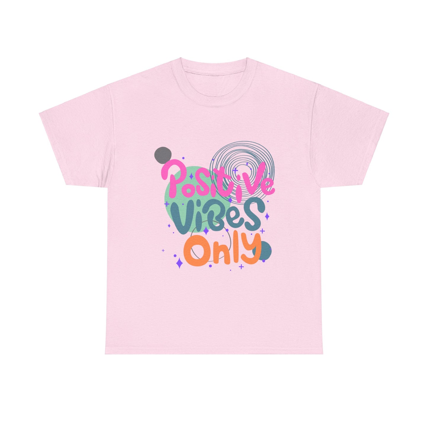 Graphic Tee - Colorful Abstract Shapes with Positive Vibes Quote