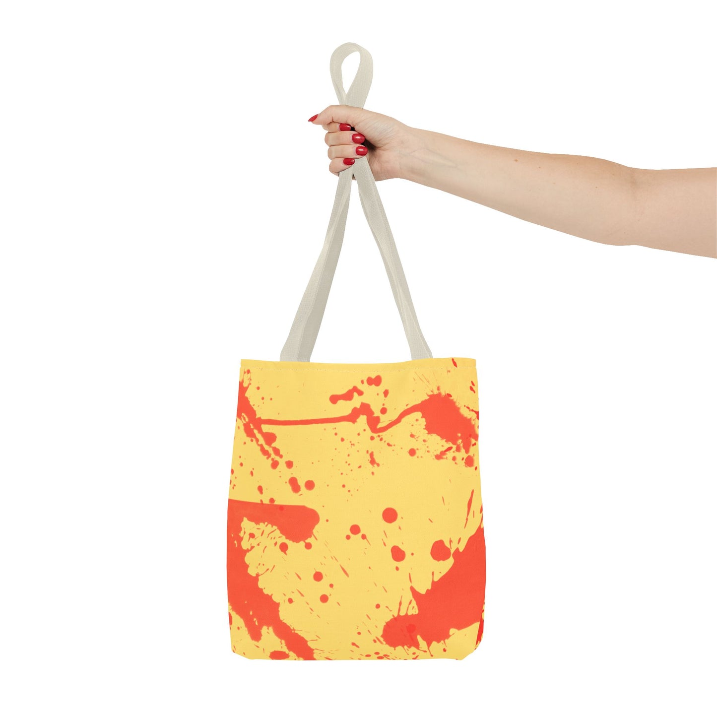 Paint Splatter Tote Bag Red and Yellow Cheerful Design