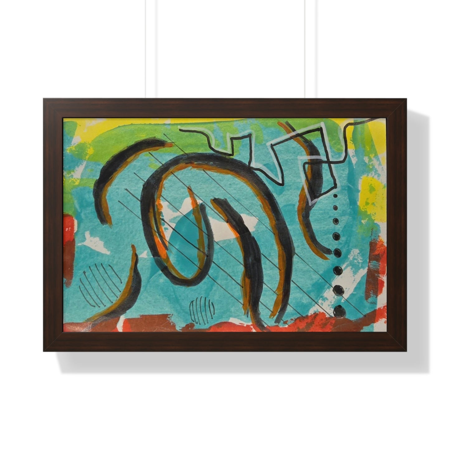 Poster Artwork Turquoise Abstract Brushstroke