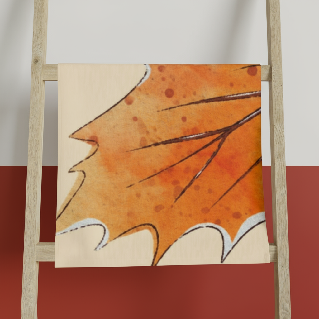 Autumn Leaf Hand Towel, Cozy Kitchen Decor, Thanksgiving Gift, Fall Bathroom Accessory, Seasonal Home Textile, Nature-Inspired Towel