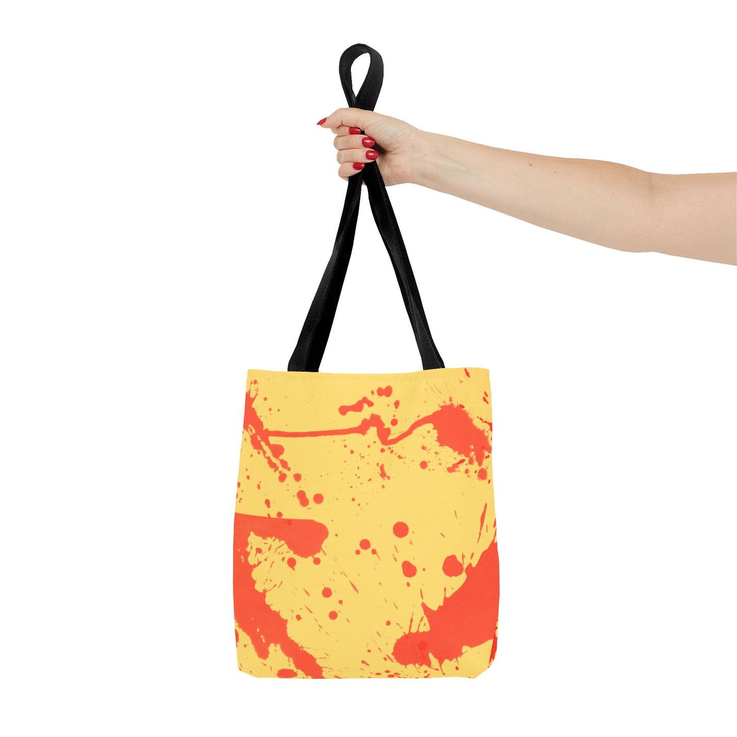 Paint Splatter Tote Bag Red and Yellow Cheerful Design