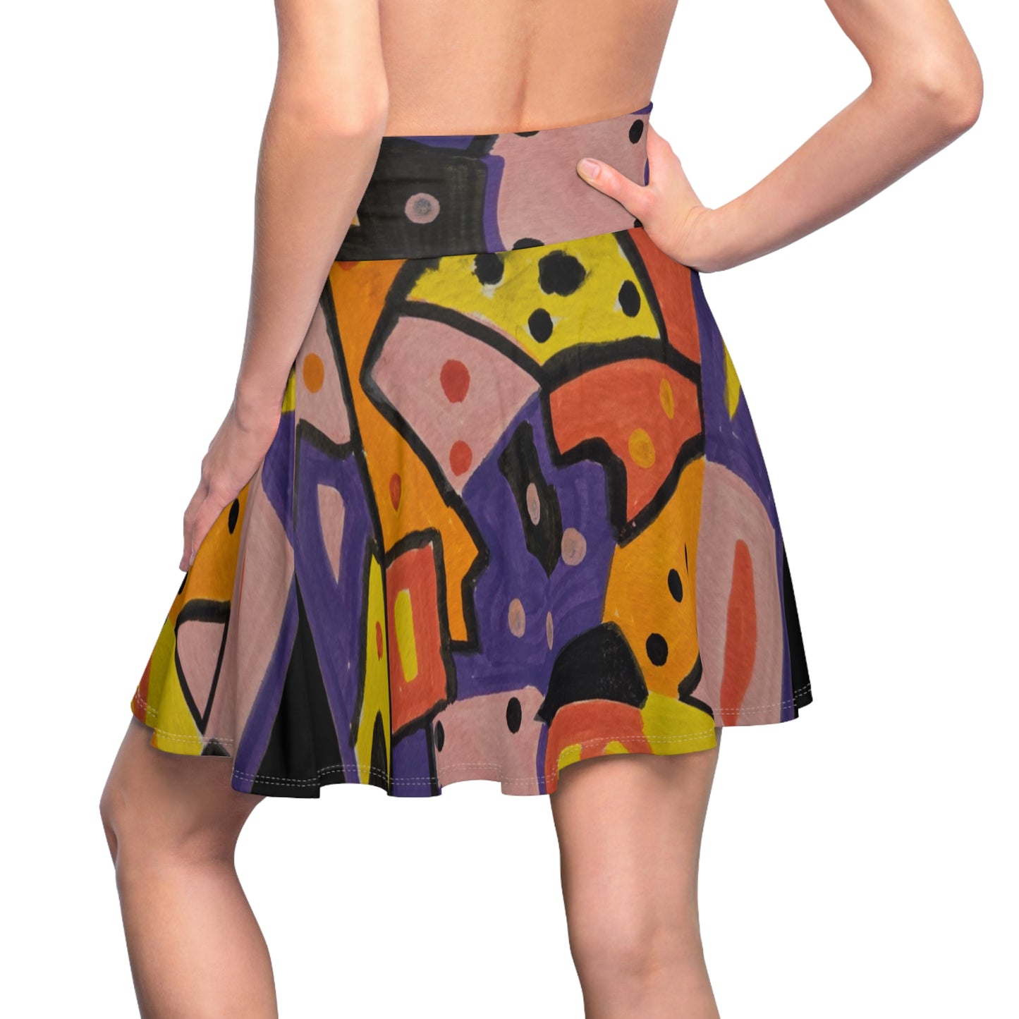 Skater Skirt - Festive Mood Abstract Design - Hand Painted