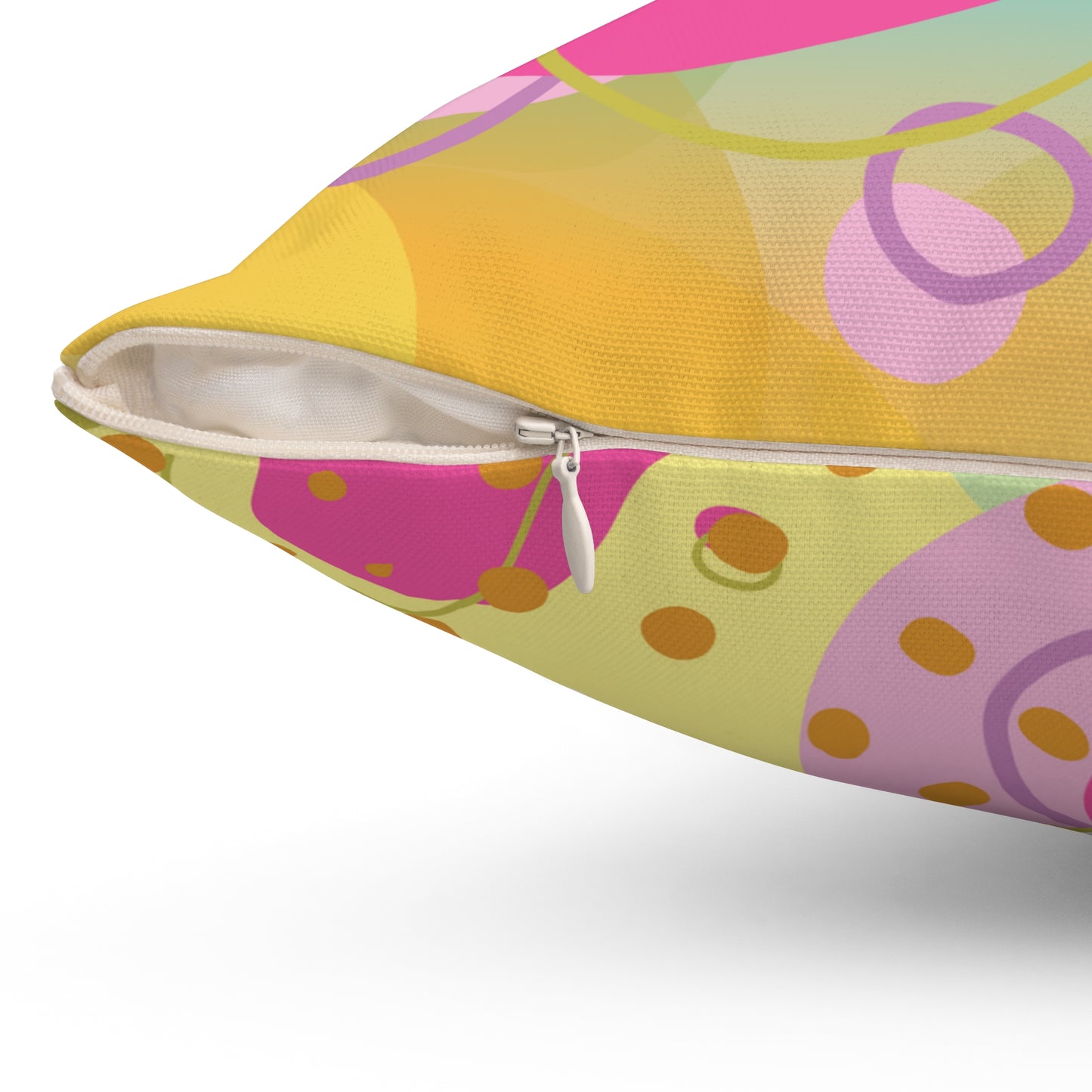 Square Pillow - Fun Irregular Abstract Shapes in Pink, Purple, and Light Green - Perfect for Girls Room