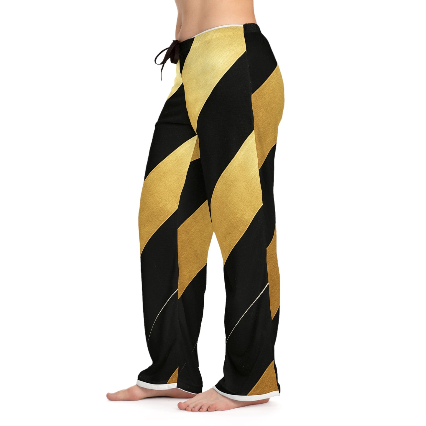 Black & Gold Striped Pajama Pants — Women's Cozy Sleepwear