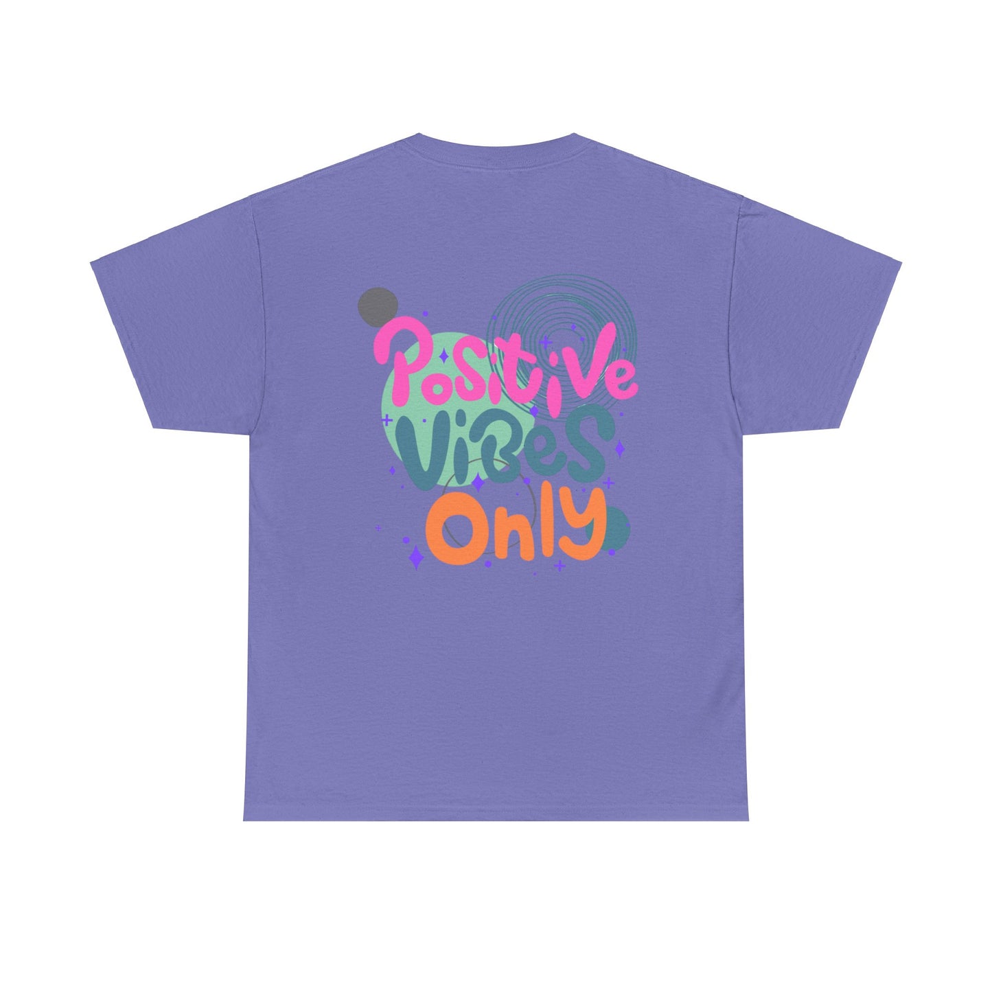 Graphic Tee - Colorful Abstract Shapes with Positive Vibes Quote