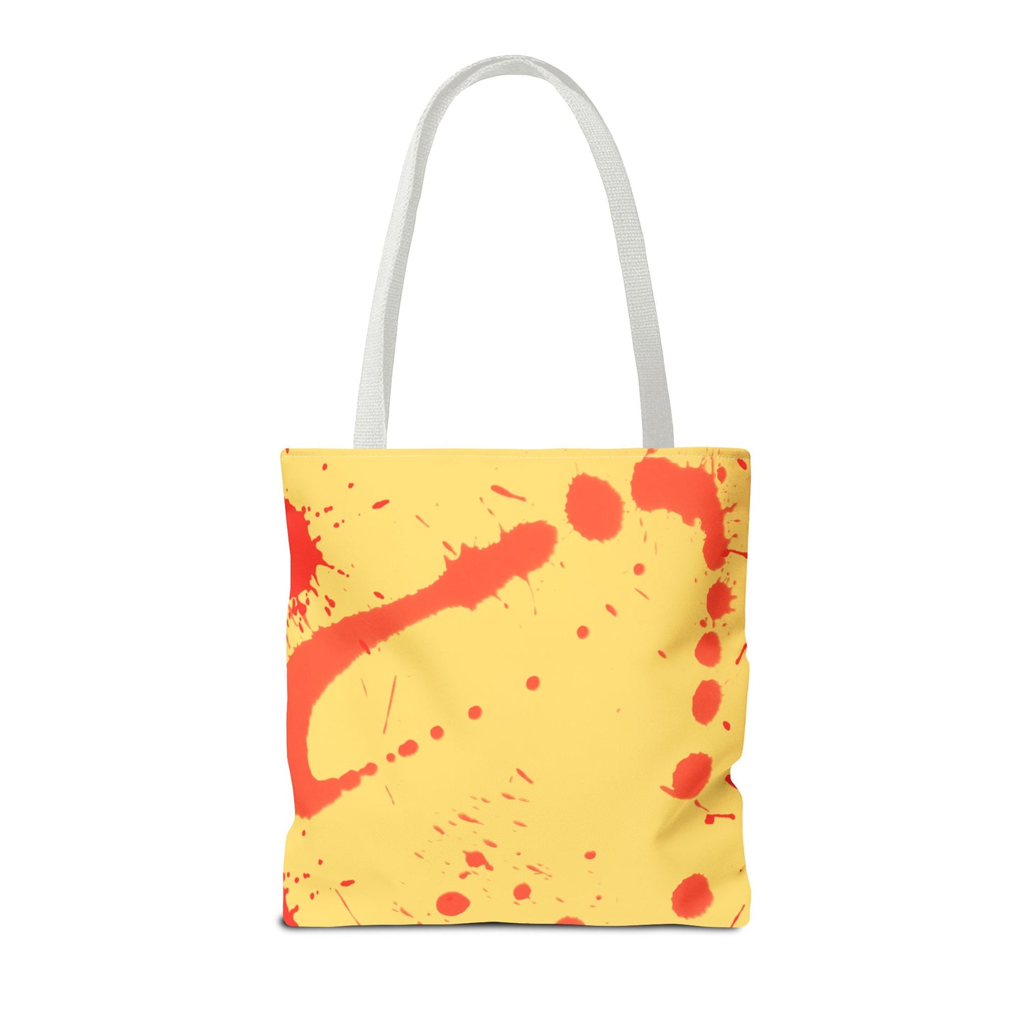 Paint Splatter Tote Bag Red and Yellow Cheerful Design