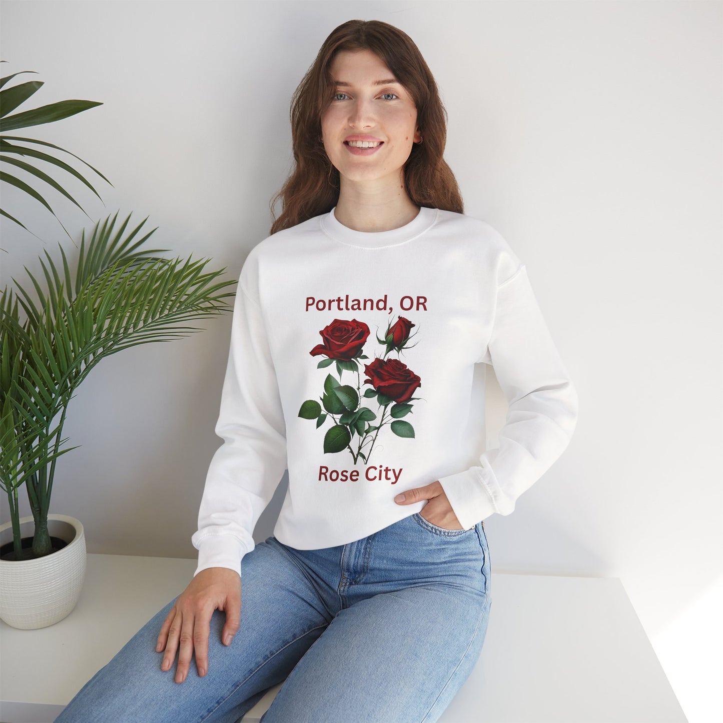 Crewneck Sweatshirt - Portland, OR Rose City Design