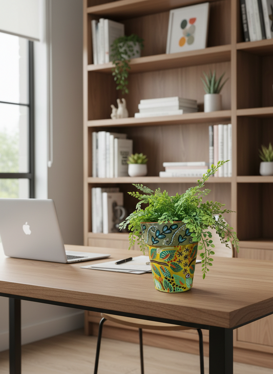 Hand painted whimsical upcycled planter