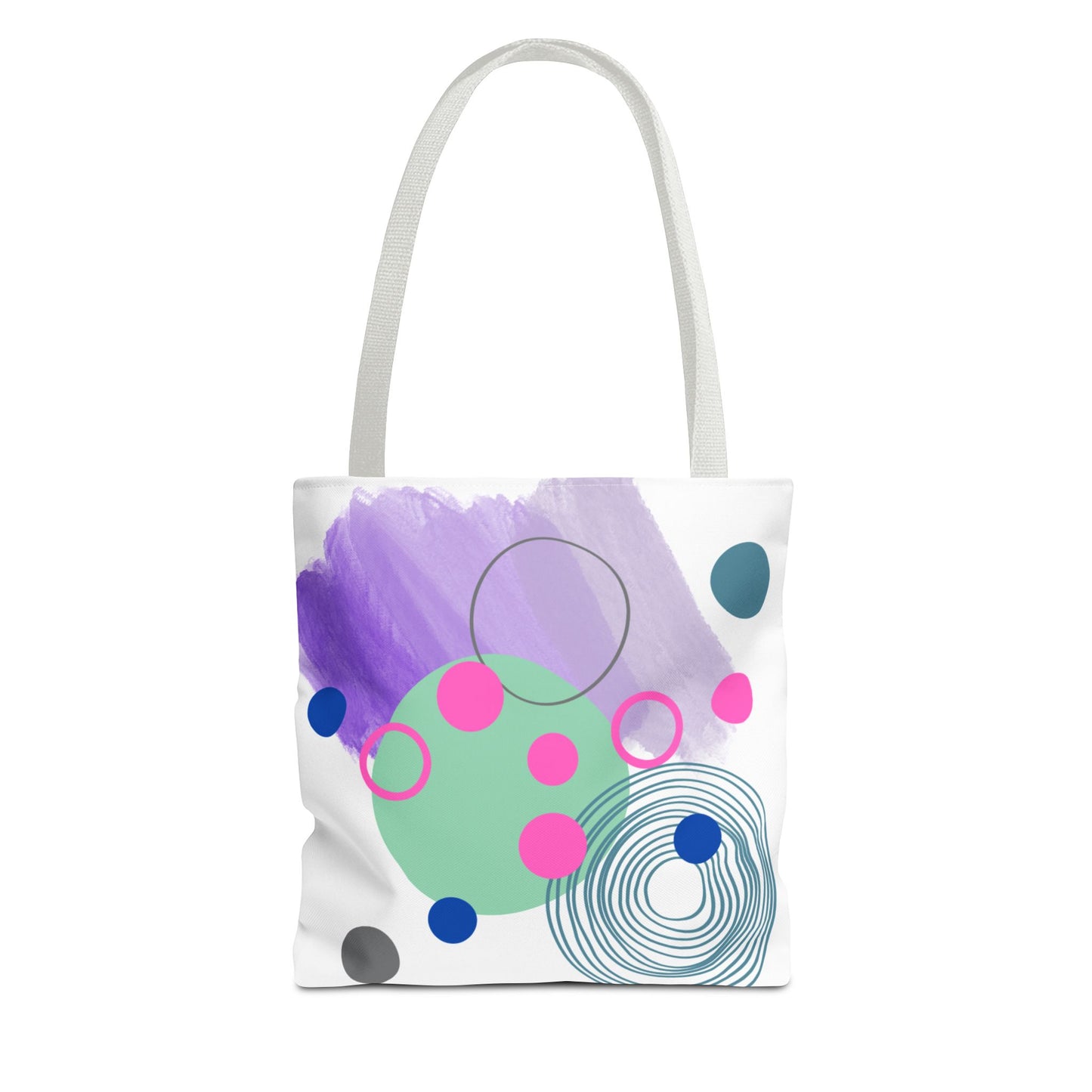 Geometric Tote Bag with Whimsical Digital Abstract Designs