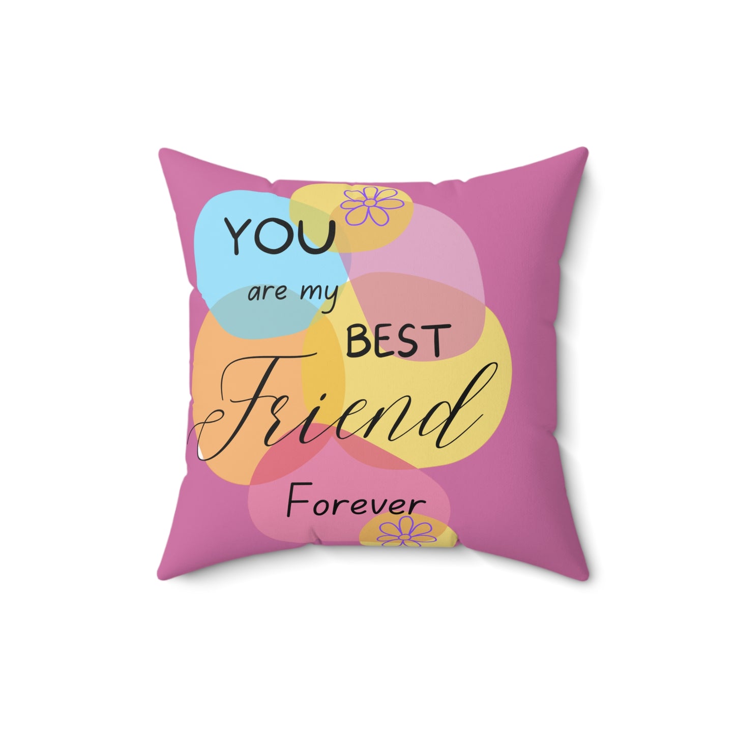 Square Pillow - Best Friend Forever Comfy Pillow - Bright and Happy Colors - Whimsical and Aesthetic Art