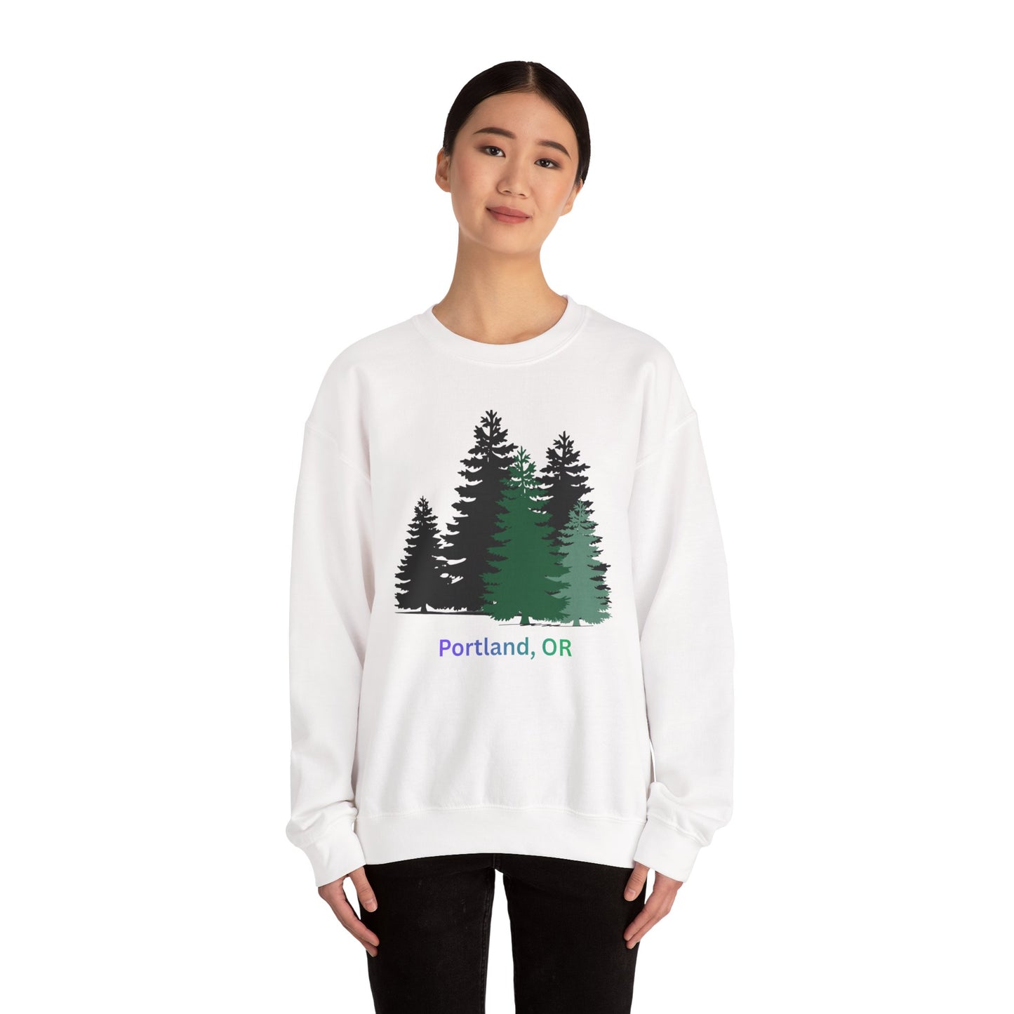 Pine Tree Silhouette Sweatshirt - Portland Forest Vibes