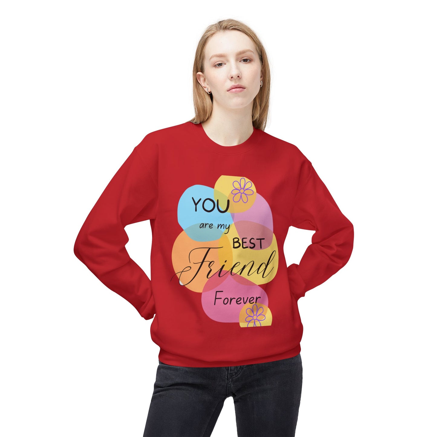 Fleece Sweatshirt - Digital Abstract Shapes - Bright and Happy Colors