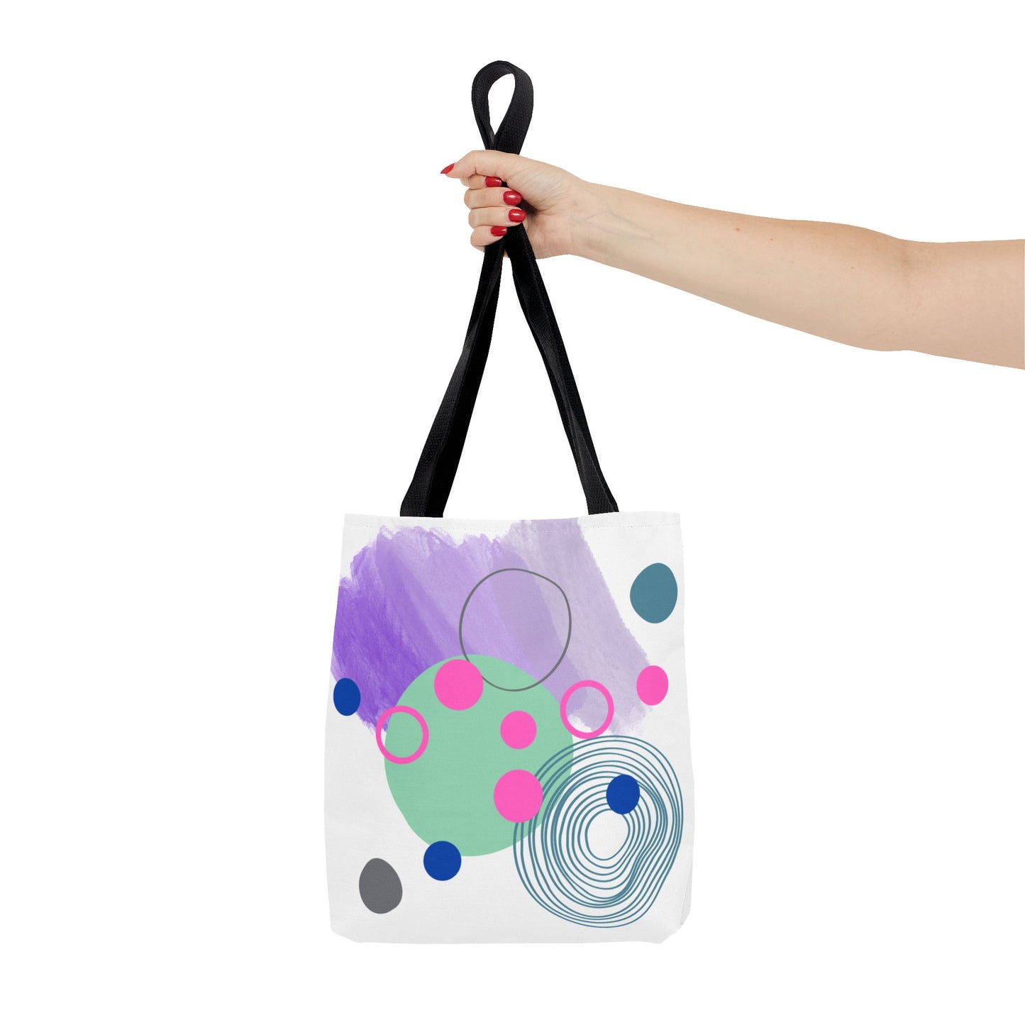 Geometric Tote Bag with Whimsical Digital Abstract Designs