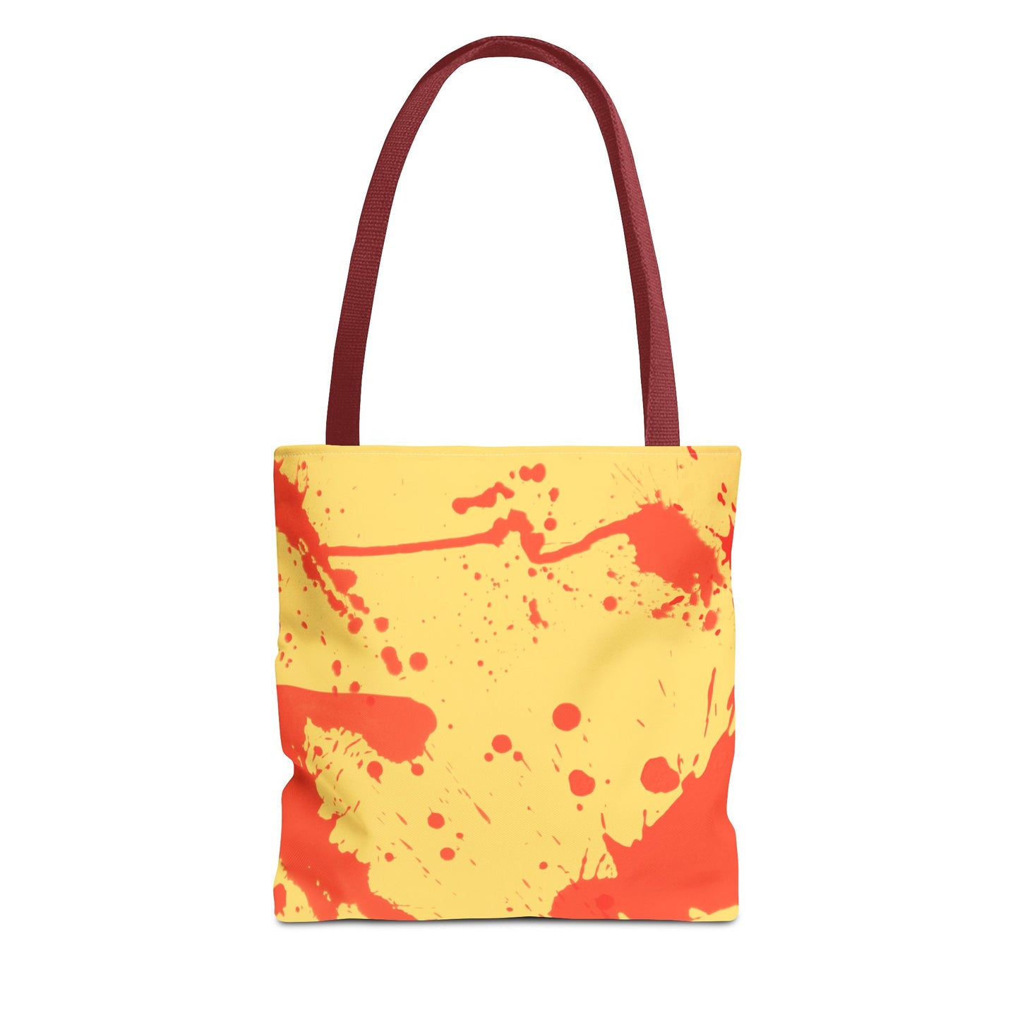 Paint Splatter Tote Bag Red and Yellow Cheerful Design