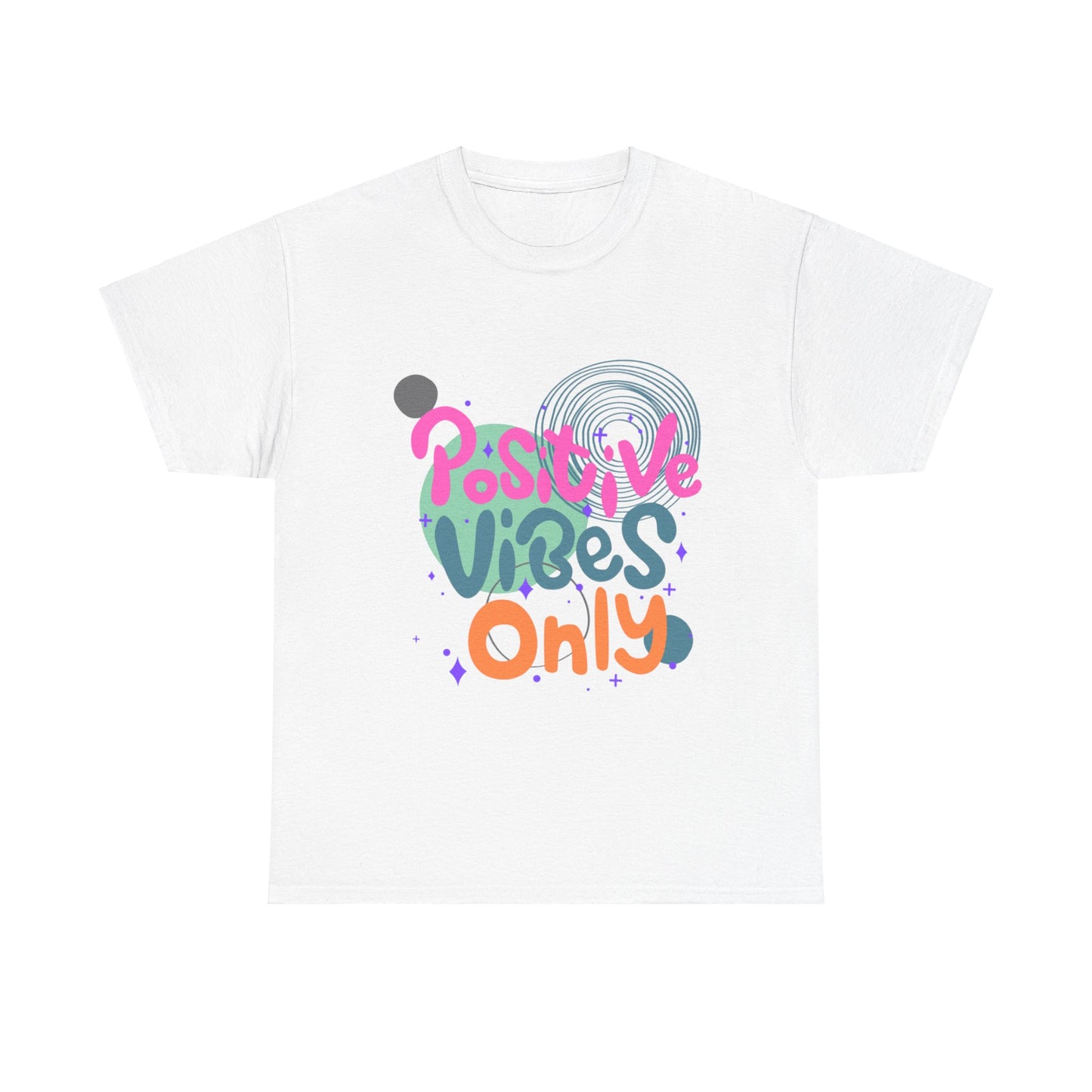 Graphic Tee - Colorful Abstract Shapes with Positive Vibes Quote