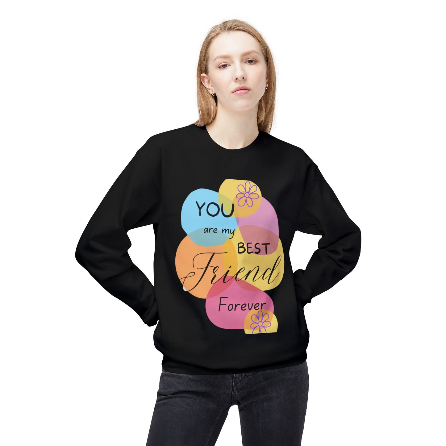 Fleece Sweatshirt - Digital Abstract Shapes - Bright and Happy Colors