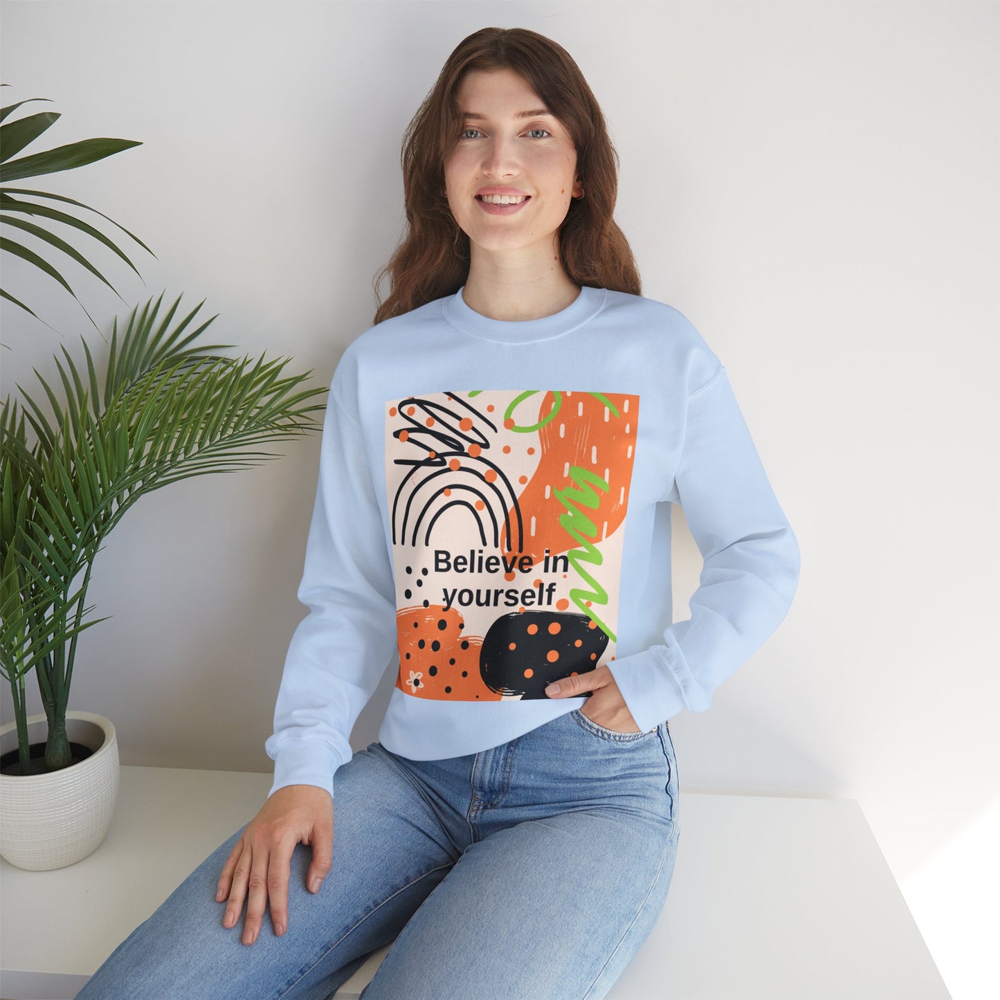 Crewneck Sweatshirt Believe in Yourself Abstract Design