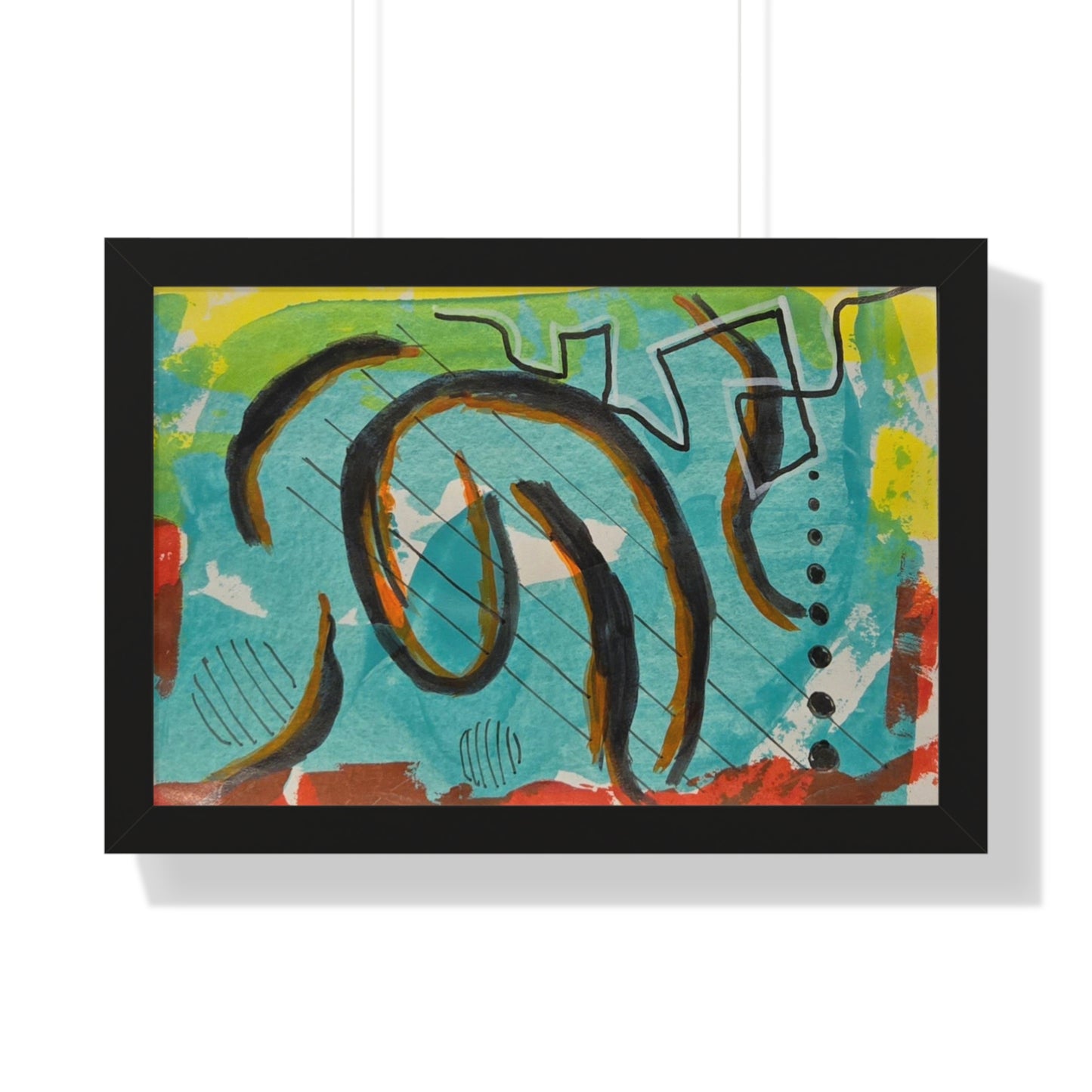 Poster Artwork Turquoise Abstract Brushstroke