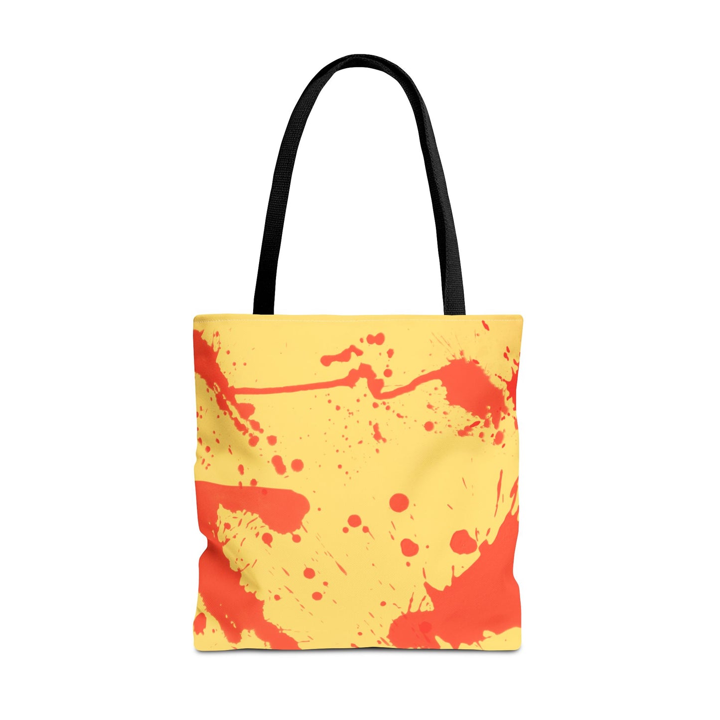 Paint Splatter Tote Bag Red and Yellow Cheerful Design