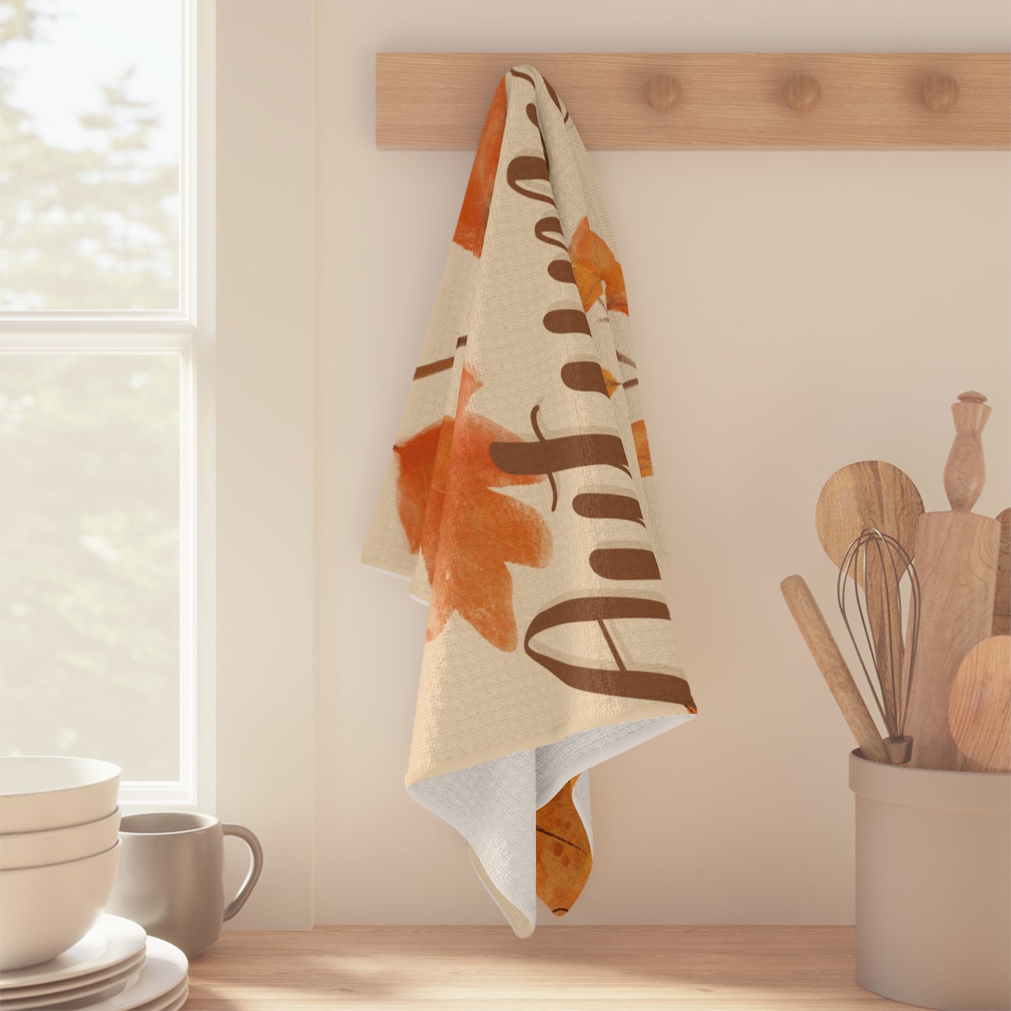 Autumn Microfiber Tea Towel, Cozy Kitchen Décor, Fall Home Accessory, Harvest Celebration Towel